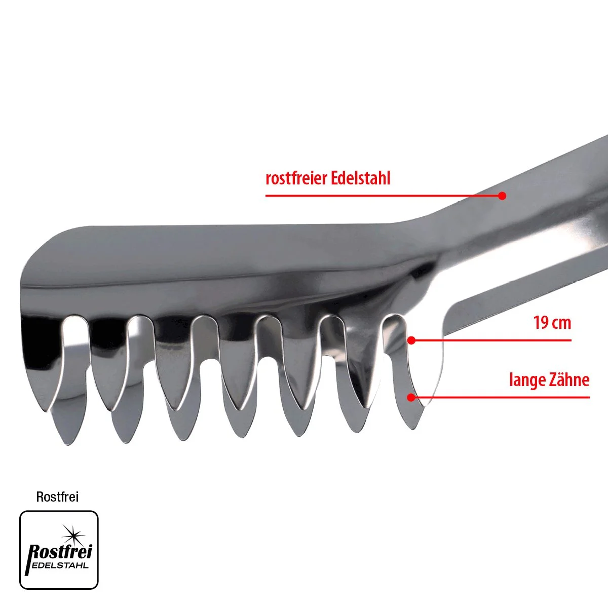 Spaghettizange aus Edelstahl – vielseitige Küchen- & Servierzange, 19 cm